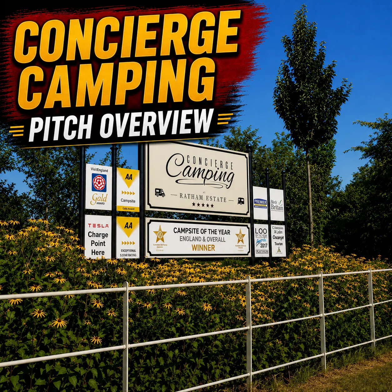 Touring pitch overview at Concierge Camping