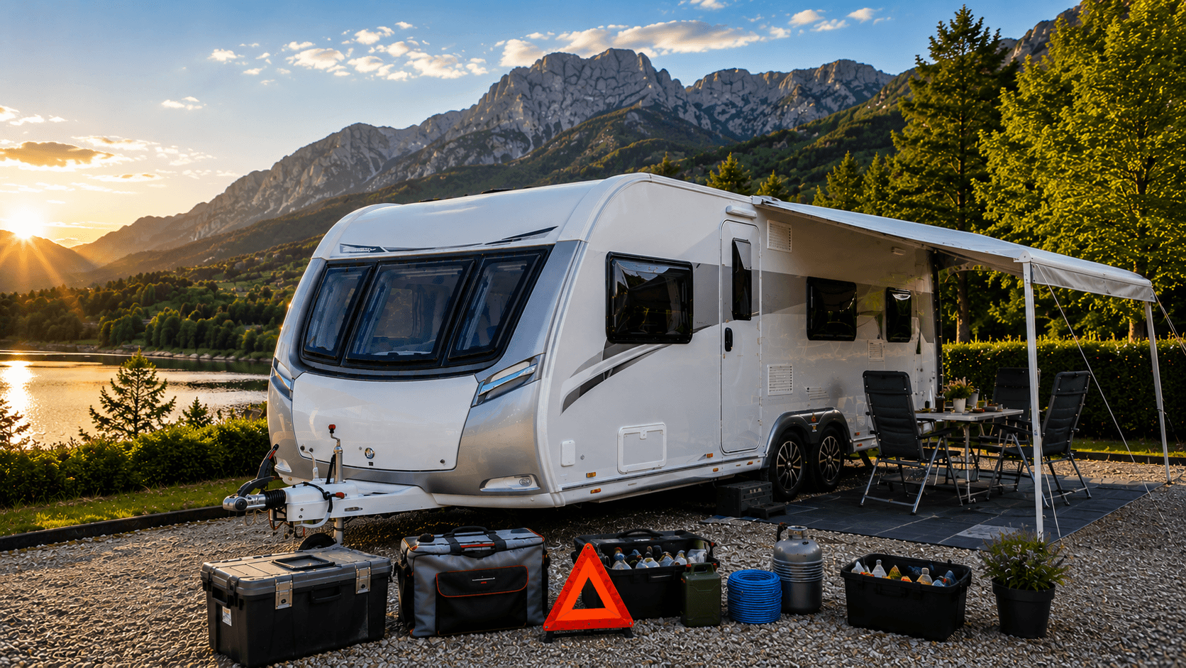 UK touring caravan prepared for a European touring trip