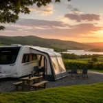 First caravan trip checklist scenic UK touring pitch
