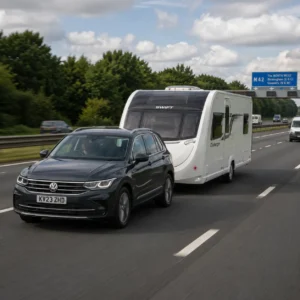 UK caravan towing safely on a motorway journey