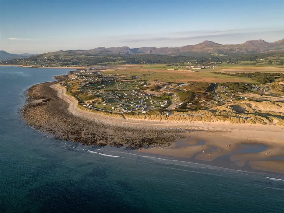 Camping area and coastal views at Shell Island Camping Site