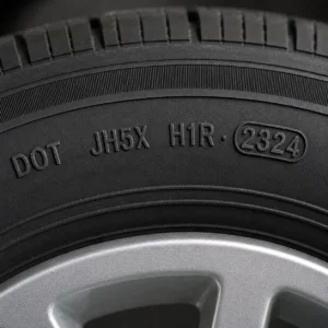 Caravan tyre sidewall showing DOT manufacturing date code