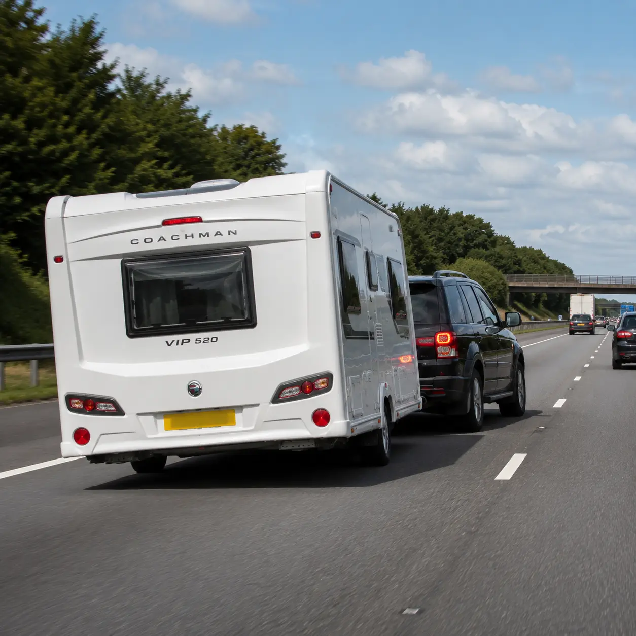 Example of caravan snaking on a UK motorway
