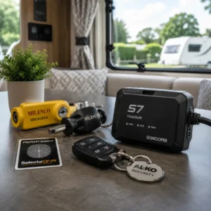 Caravan tracking device and security equipment