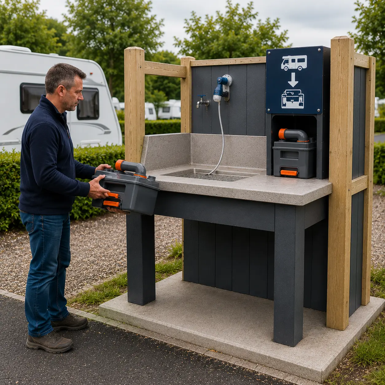 Campsite chemical disposal point for caravan toilet cassettes