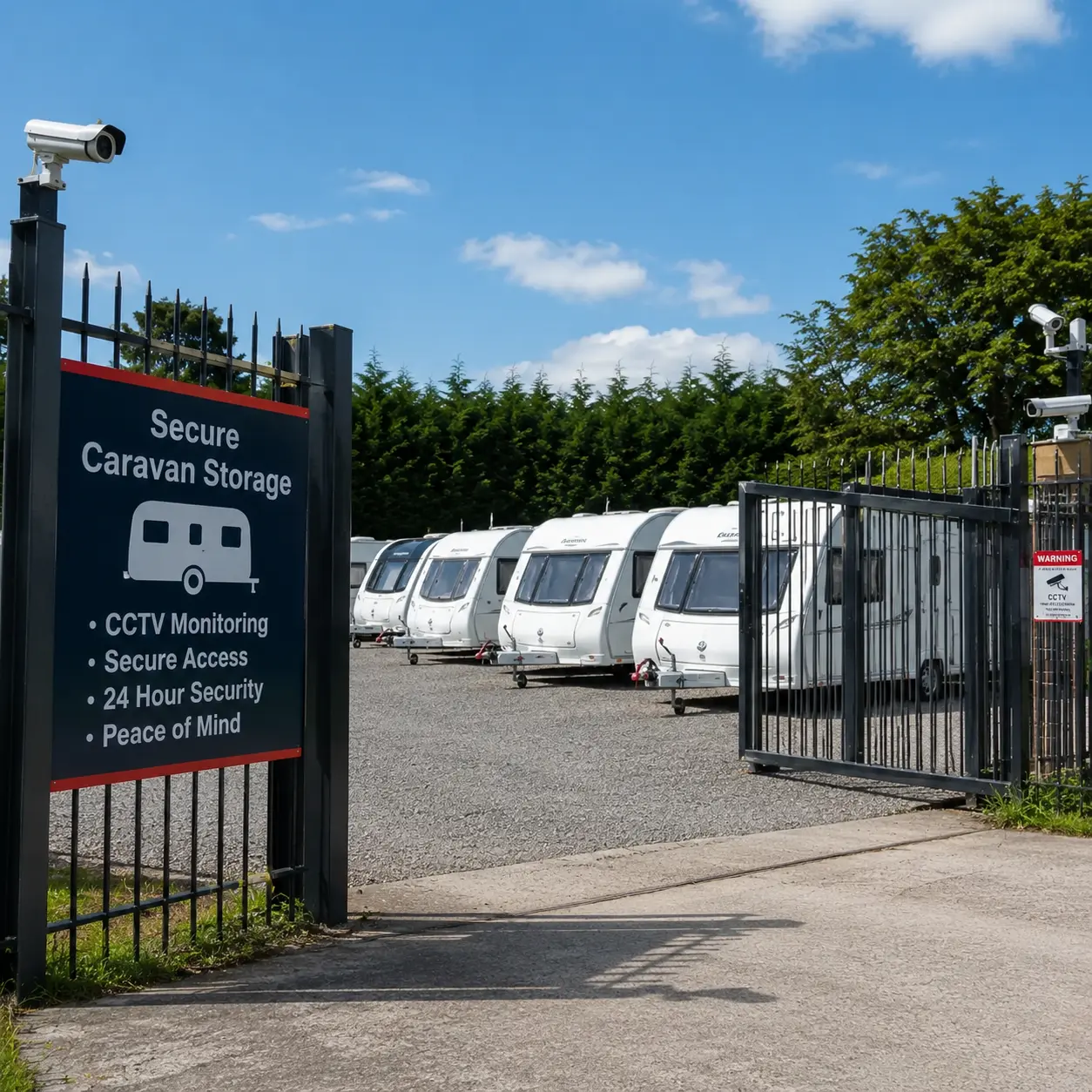 Secure caravan storage compound with CCTV