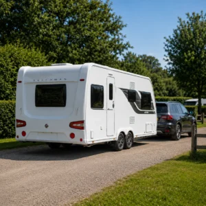 Well maintained UK caravan prepared for safe towing
