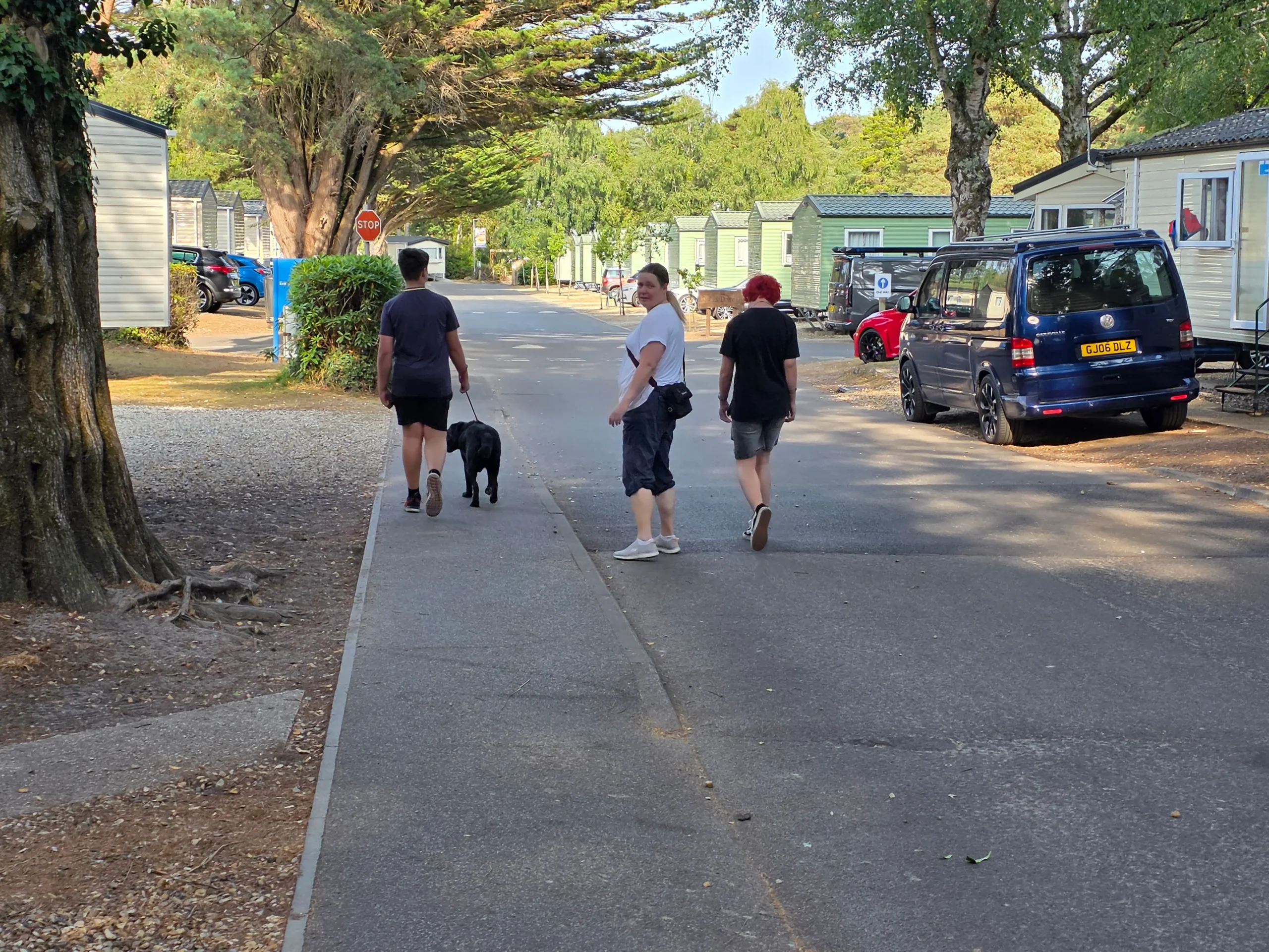 Touring caravan pitches at Sandford Holiday Park near Poole in Dorset during our four-night family holiday.