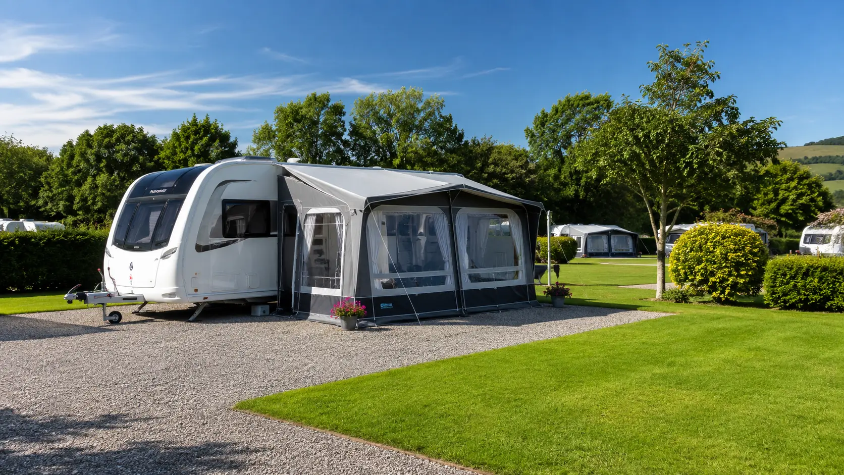 Choosing a caravan pitch on a UK touring campsite