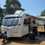 Telta SkyLink 400 inflatable caravan air awning fitted to a Coachman touring caravan