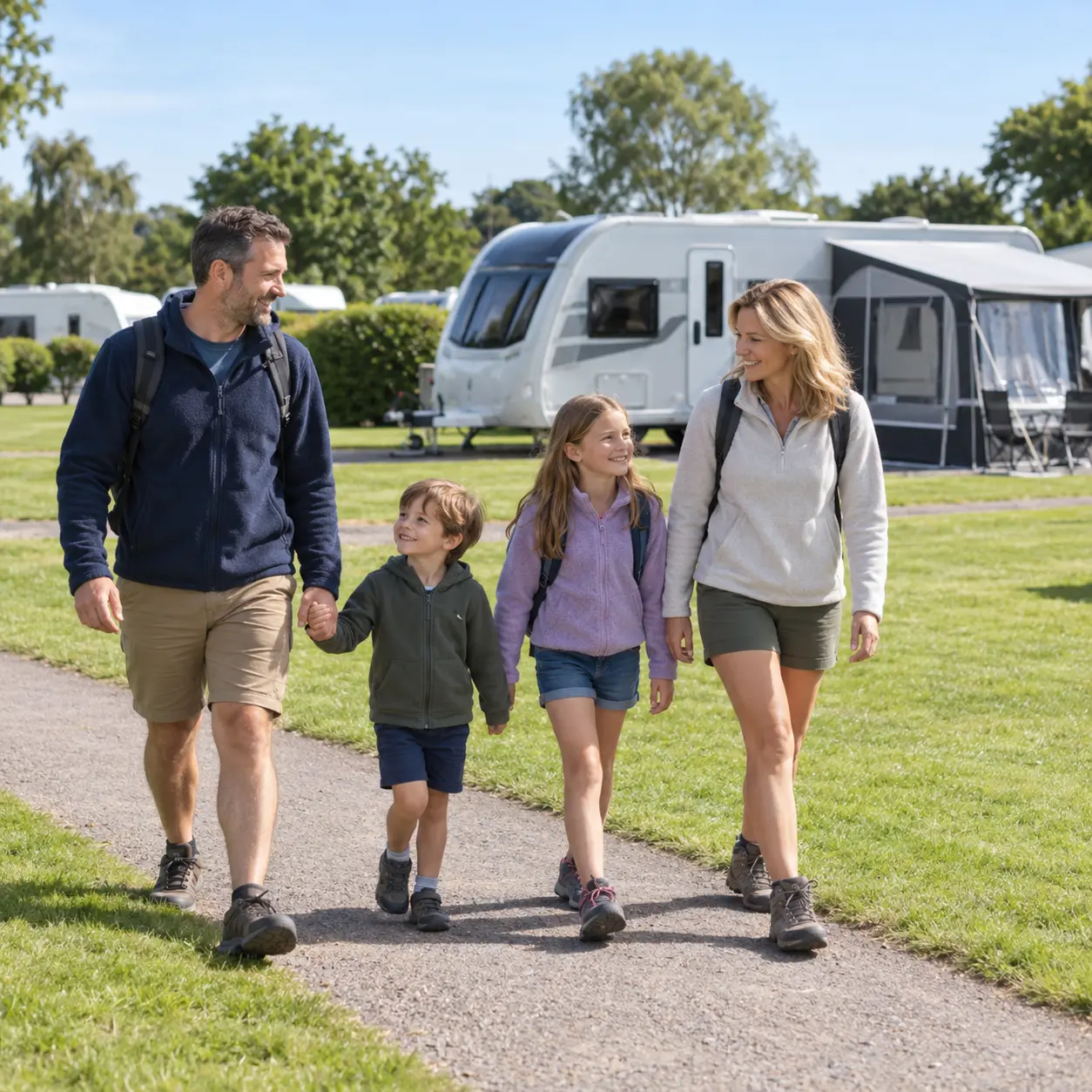 Exploring a Campsite Together as a Family