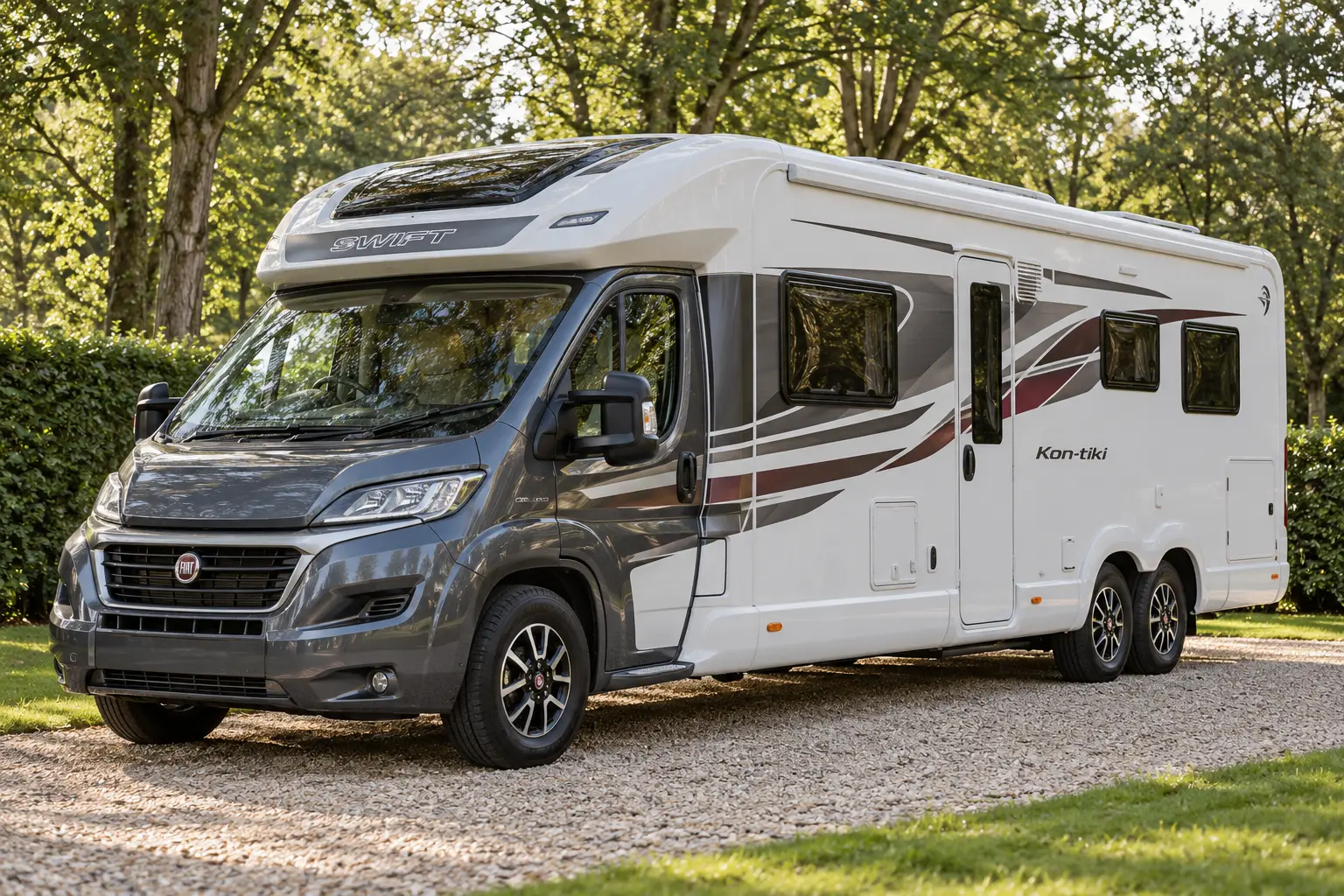 Swift motorhomes – low-profile motorhome on a woodland campsite